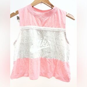 Nike Women's Pink and Gray Color block Cropped Tank Top